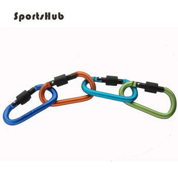 

SPORTSHUB 4PCS/Lot 8cm D-shape High quality lockable hiking buckle aluminum alloy backpack buckle camping Carabiner NR0095