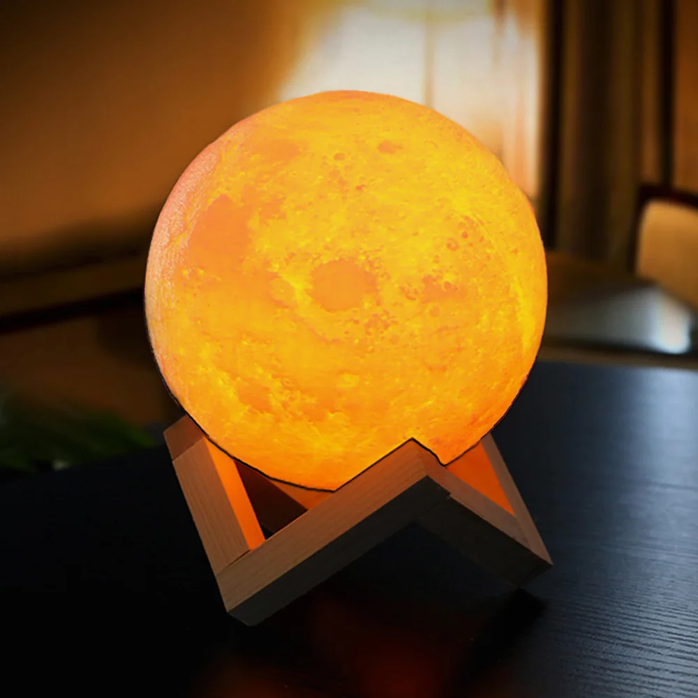 

Home lamp LED Rechargeable 3D Print Moon Lamp With 2 Color Change Touch Switch Bedroom Lamp Bookcase Decor Creative Gift