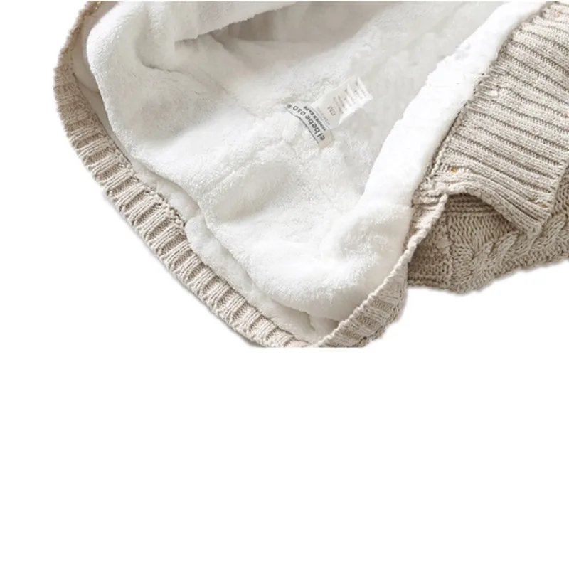 Зимняя одежда; вязаный свитер для новорожденных мальчиков и девочек; комбинезон с капюшоном; Верхняя одежда для малышей; плотные теплые комбинезоны для малышей