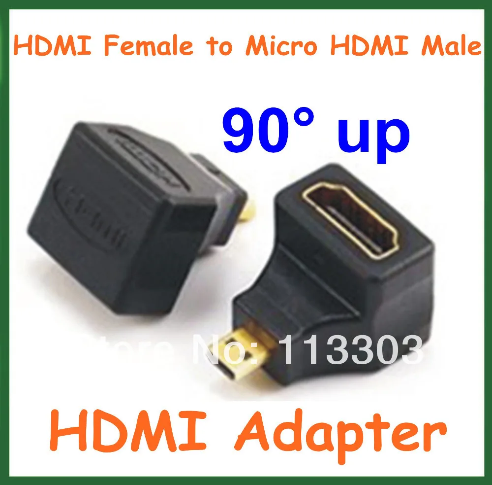 2pcs HDMI Adapter HDMI Female to Micro HDMI Male 90 Degree Angle Up