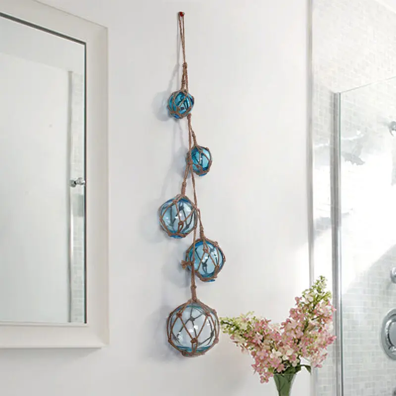 

Modern Creative Simple Hemp Rope Glass Float Wall Accessories Decoration European Rustic Style Wall Hanging Ornaments Pendants