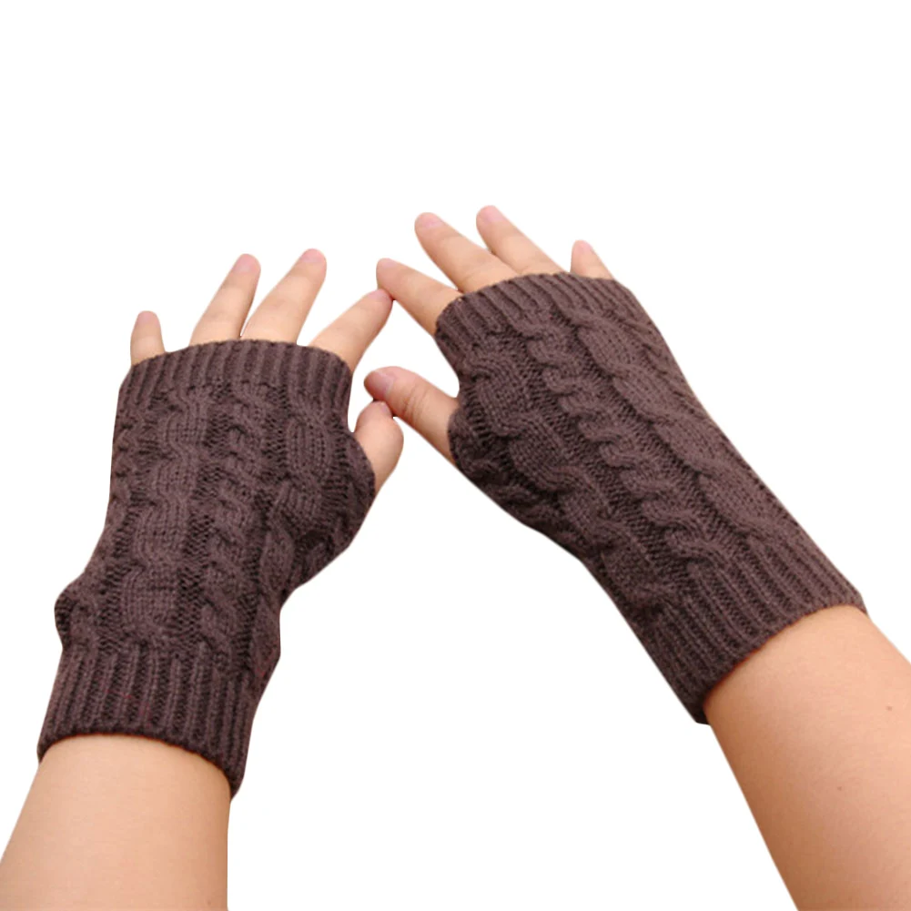 Для женщин перчатки Стильный ручной теплые зимние перчатки Для женщин Arm вязаный крючком Вязание из искусственной шерсти варежки теплые