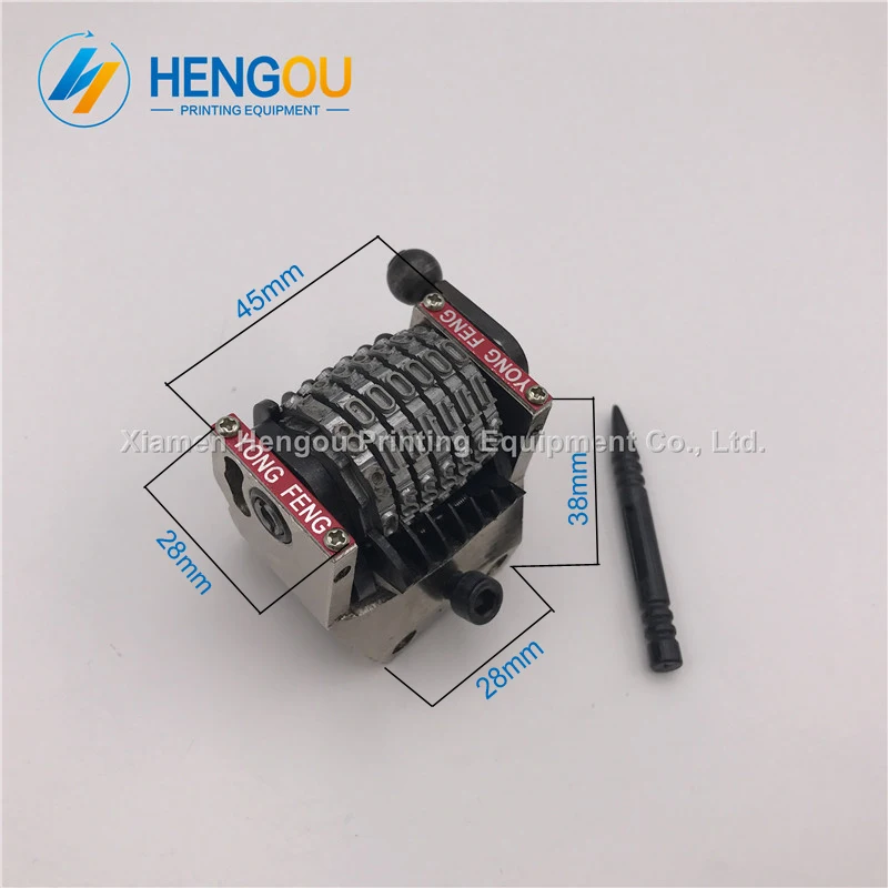 

2 pieces Free shippiing high quality 7 digits gto Hengoucn Numbering machine size 45x28x38mm Clockwise 9012345 forward