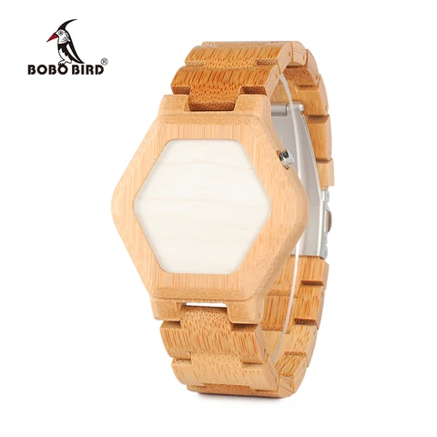 Design com Exibição de Tempo Bobo Pássaro Marca Designer Relógio Digital Visão Noturna Bambu Mini Led Único Tokyoflash We03