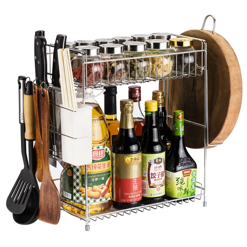  A1 Stainless steel kitchen utensils cruet rack can be hung on the wall to install spice rack LU5168 - 32910066095