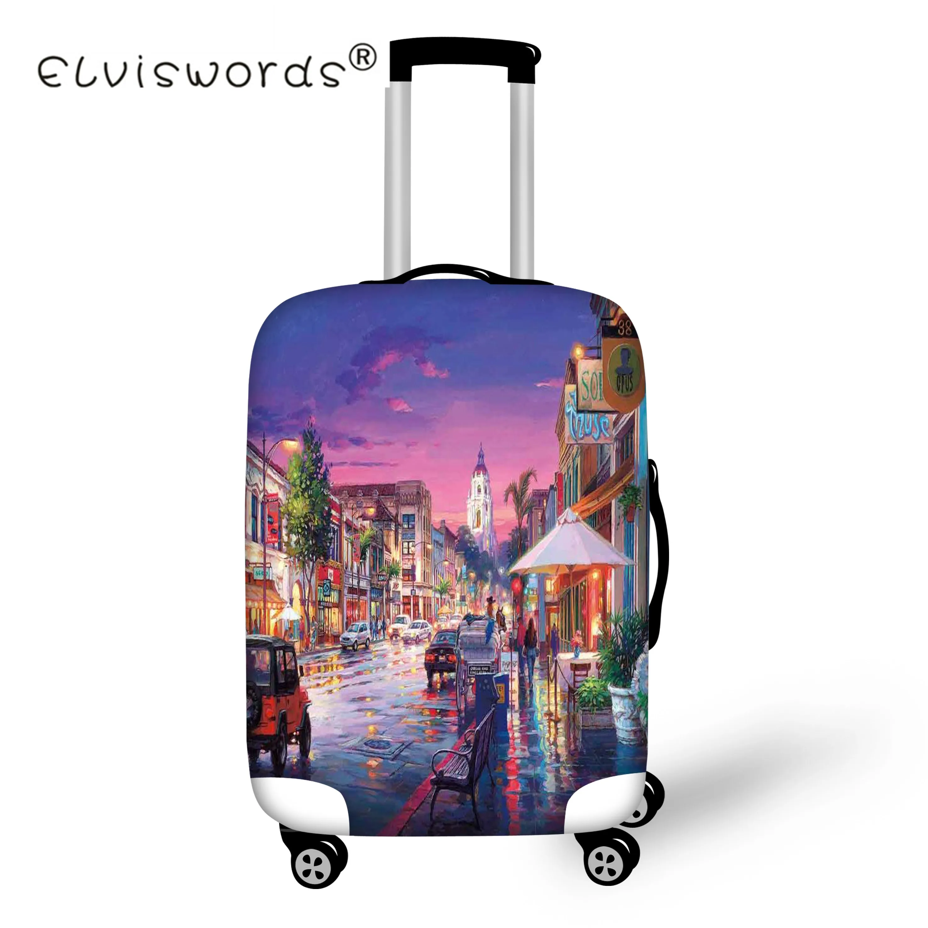 ELVISWORDS Luggage Protective Covers Landscape Venice Case Cover Travel Accessories Elastic Dust Cover Apply to 18-28 Suitcase
