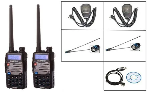 2xblack Baofeng UV-5RA плюс двухстороннее Радио + 1 xprograming кабель + 2xbf Mic + 2x771-f антенны Бесплатная доставка