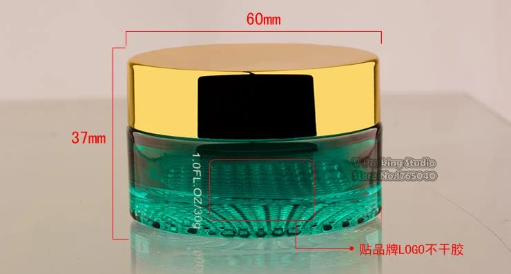 30g Green Clear Glass jars with gold cap for cosmetics Refillable Small Container Cosmetic Empty Jar Cream Jars 50pcs/lot | Дом и сад