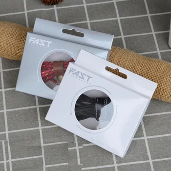 

Simple Business Style White Paper Retail Display Box With Round PVC Window For Iphone 8pin Android Micro Type-C 1M 2M USB Cable