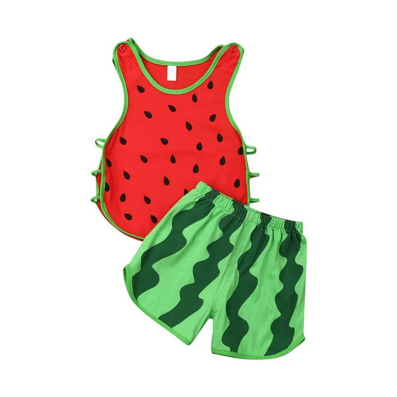 

Newborn Baby Boy/Girl Clothes Side Hollow Sleeveless O Neck Vest Tops+Tutu Shorts Watermelon Outfits Kids Boy Girl Clothes Sets