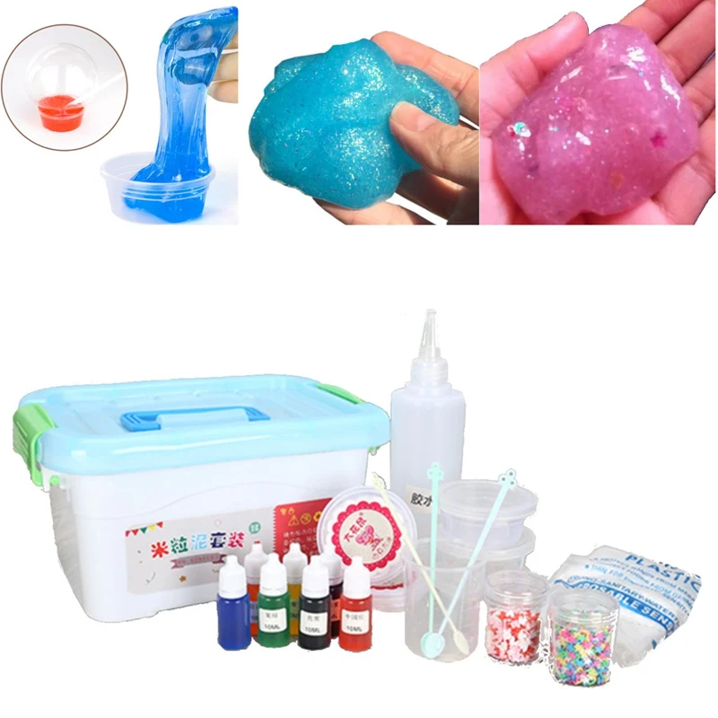 Hand DIY Slime Kit Crystal Clay Mud Playdough Jelly Magic Plasticine Sensory Play Science Party Games
