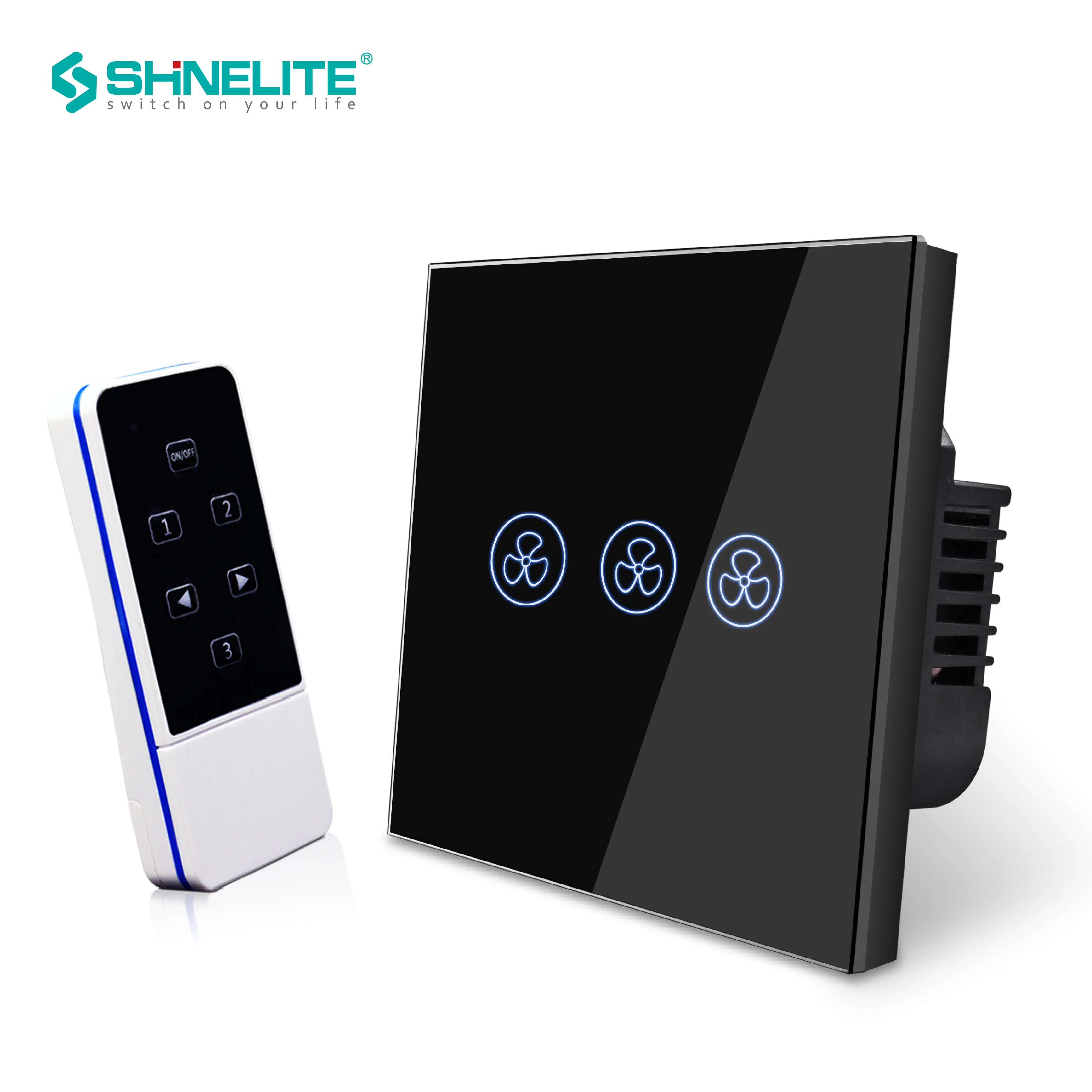 UK Standard Wall Remote Control Fans Switch,White Crystal Luxury Glass