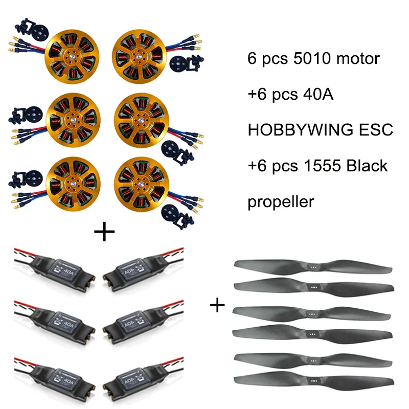 

6pcs 5010 340KV Brushless Motor +6pcs 40A ESC +6pcs 1555 Propeller for RC Plane