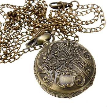 

YCYS Bronze 3 Horse Engrave Quartz Pocket Watch Necklace fob watches