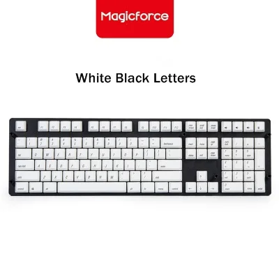 MAGICFORCE PBT Two-Color Moulding 108 Key Mechanical Keyboard Keycaps For Mechanical Keyboard Cute Mixed Color PBT Keycaps - Цвет: White Black Letters