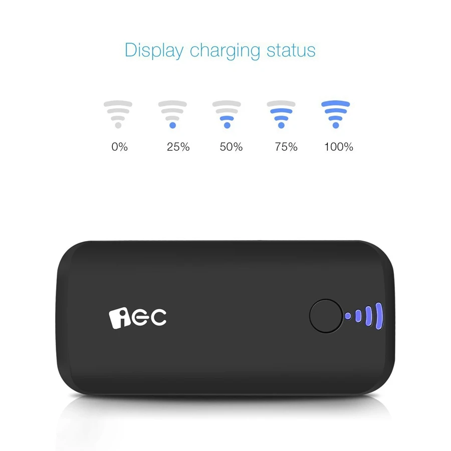 EC Technology Portable External Battery Charger Power Bank 5000 mah Fast Charging LED light mi Powerbank