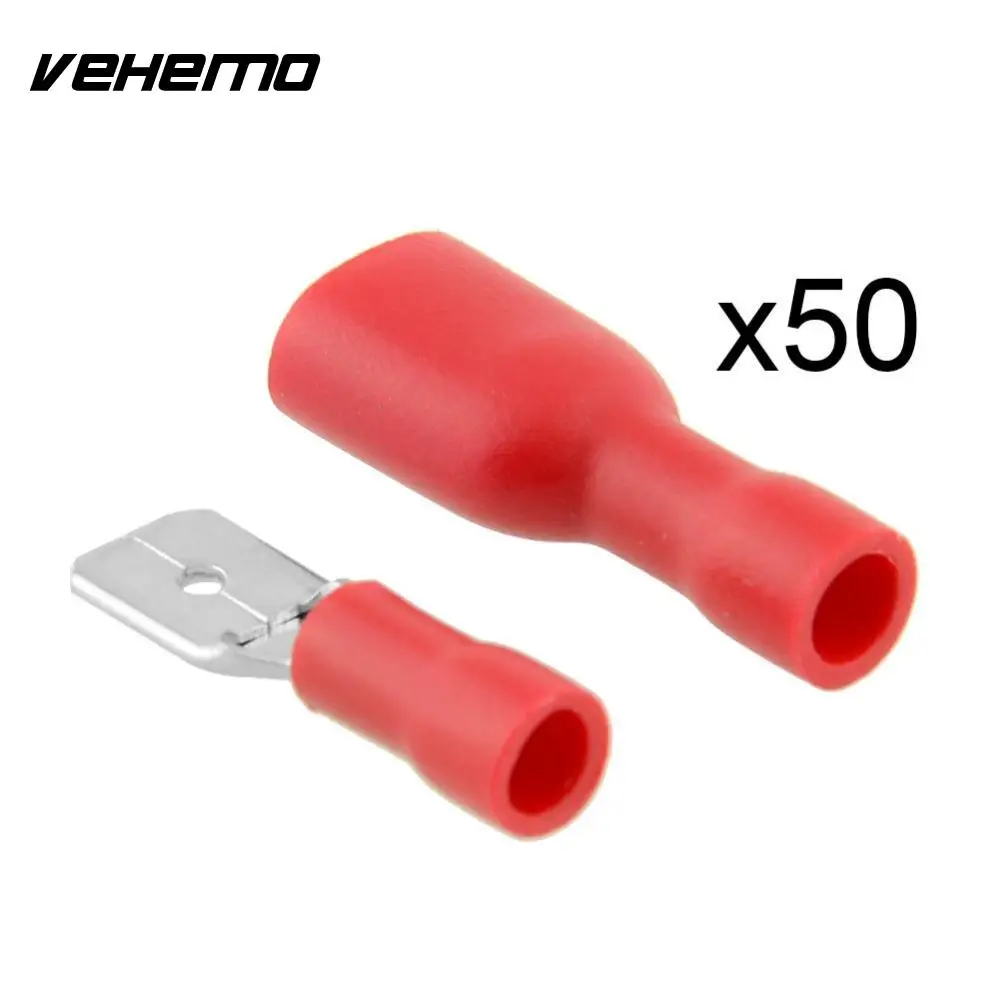 50 Sets 22 16AWG Insulated Spade Electrical Spade Crimp Wire Connector Slice Terminal Cable Male