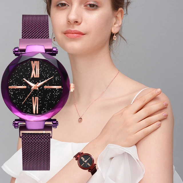 Popular Women Watches Fashion Elegant Magnet Buckle Mysterious Purple Lady Wrist Popular Women Watches Fashion Elegant Magnet Buckle Mysterious Purple Lady Wrist