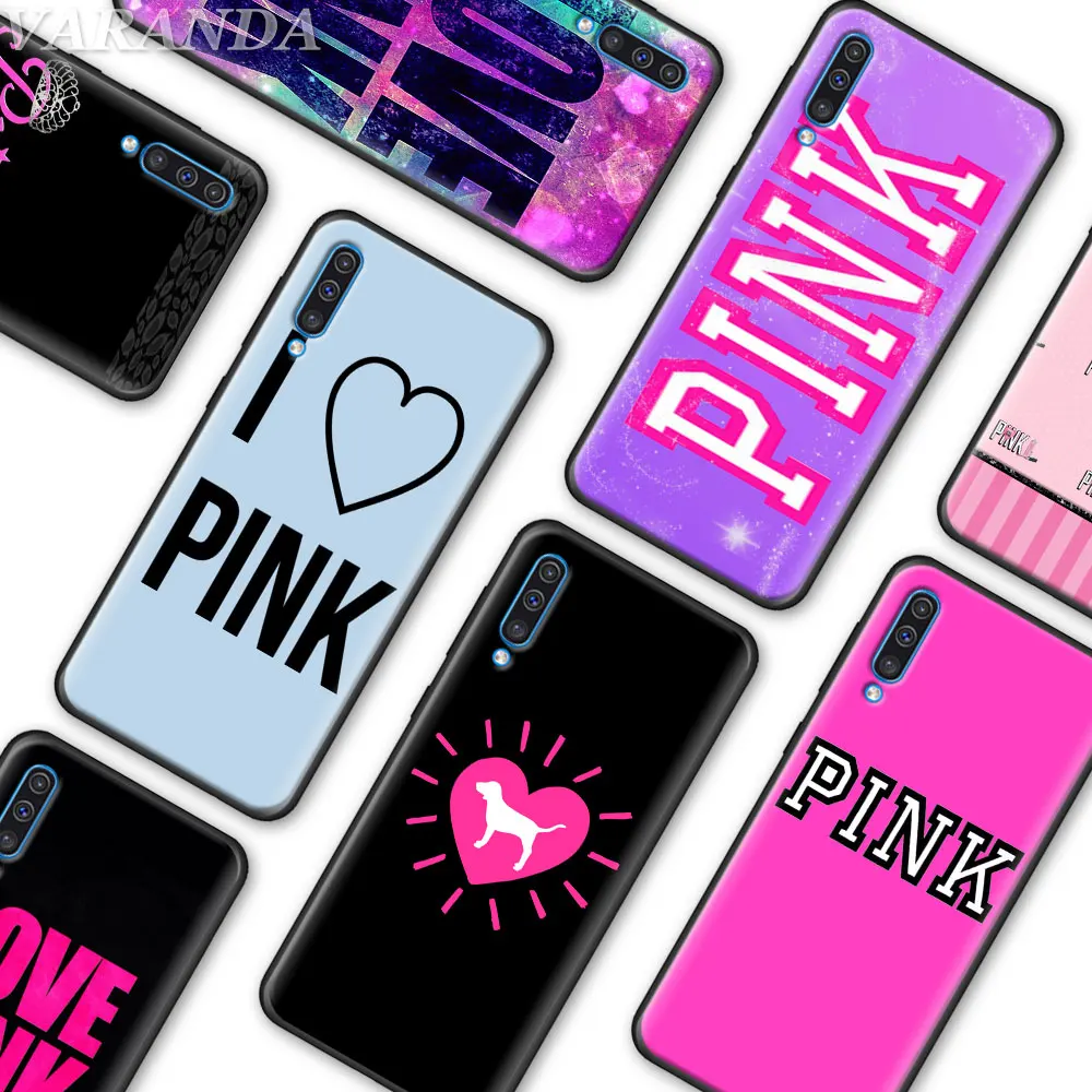 

Black Soft Case for Samsung Galaxy A50 A60 A70 A30 A40 A20e A80 A6 A7 A8 A9 2018 Cover Love Pink Letter Word Silicone Cases