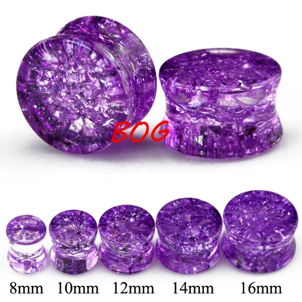 BOG Lot 10 Pieces Shatter Crack Ear Gauge Plugs Set Broken Stone Double
