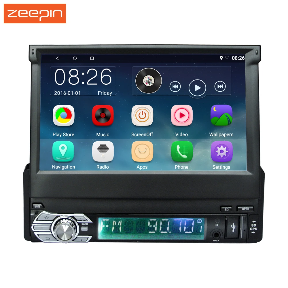 Android 6 0 Car MP5 Player GPS Navigation 7 inch 1 Din Retractable Touch Screen Car