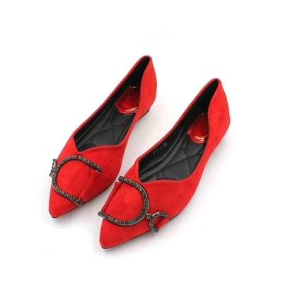 

Shoes woman luxury brand pointed flat shoes women's single four seasons single shoes low heel black work thick with
