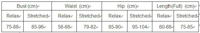 new one size chart