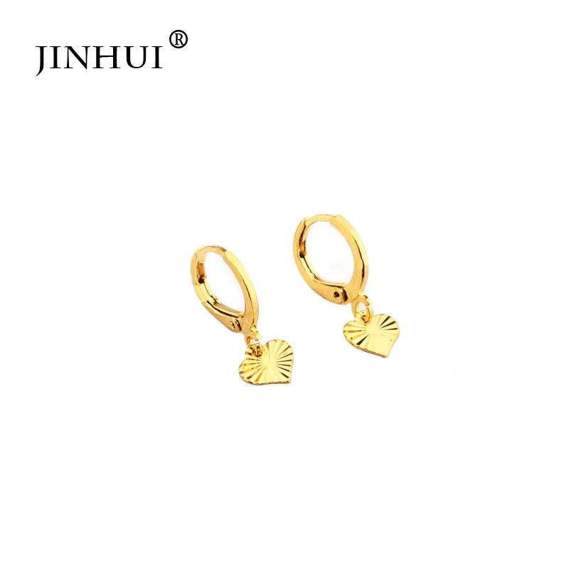 

Jin Hui Dubai Africa Woman New Golden Small heart-shaped Earrings Pendant jewelry Gift send Friends Party beautiful earrings