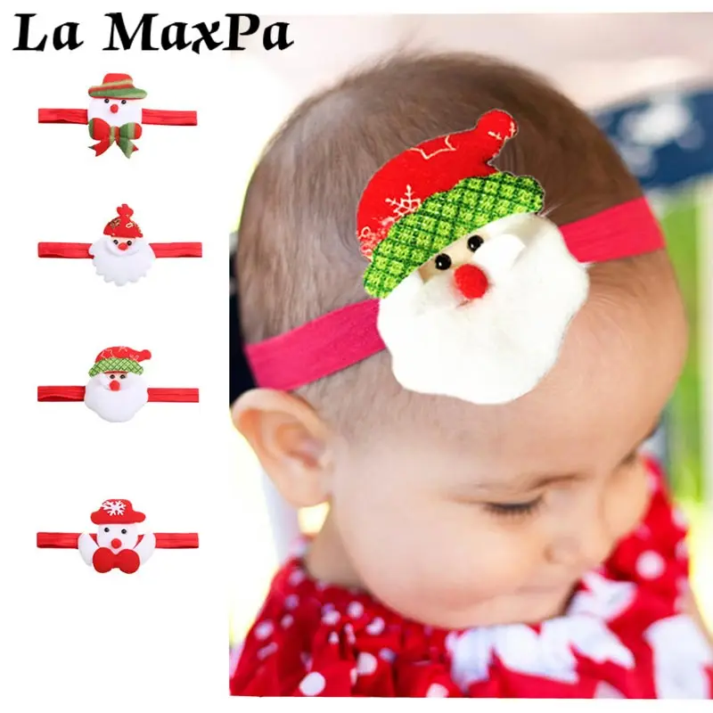 

Christmas Baby Cartoon Pattern Headband Santa Claus Elastic Soft Hairband For Newborn Hair Accessories Photography Props