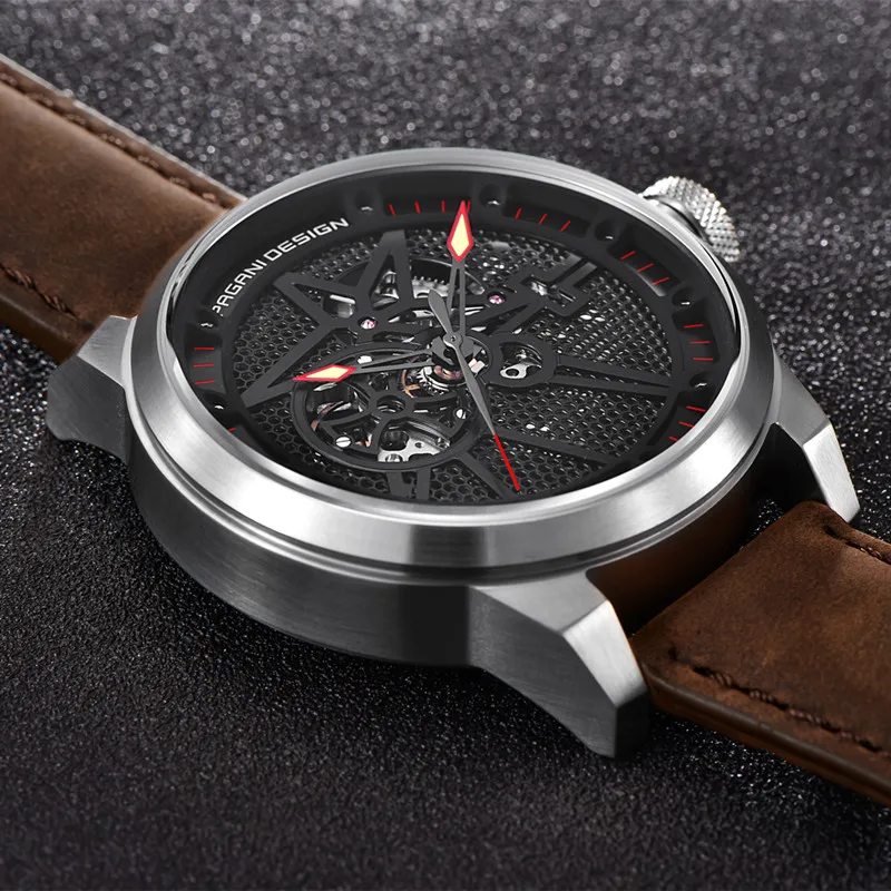 Fashion Luxury Brand Pagani Leather Tourbillon Watch Automatic Men Wristwatch Men Mechanical Steel Watches Relogio Masculino