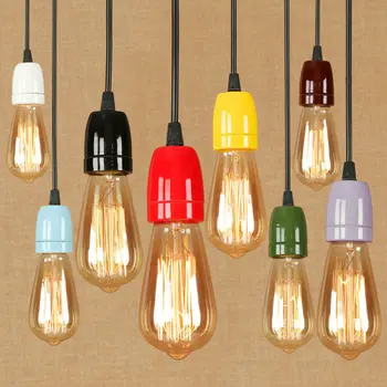 

DOXA Ceramic Lamp cap Pendant Lamp LED Style Loft Industrial Pendant Light Kitchen Dining Lampen Bedroom Suspension Luminaire