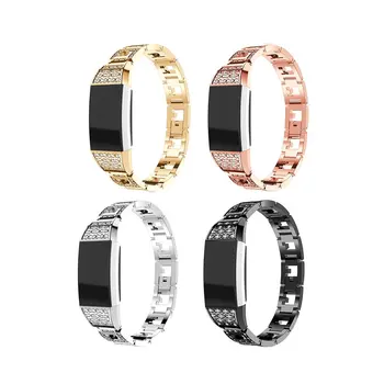 

Rhinestone Shiny Stainless Steel Watch Band For Fitbit Charge 2 Wrist Strap Band Bracelet Link Watchband smart Accessory gifts