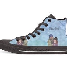 Гилмор и девочек с надписью «I запах снежные ленты дышащая Повседневное с высоким берцем на шнуровке; Холщовая обувь кеды для дропшиппинга(прямой поставки