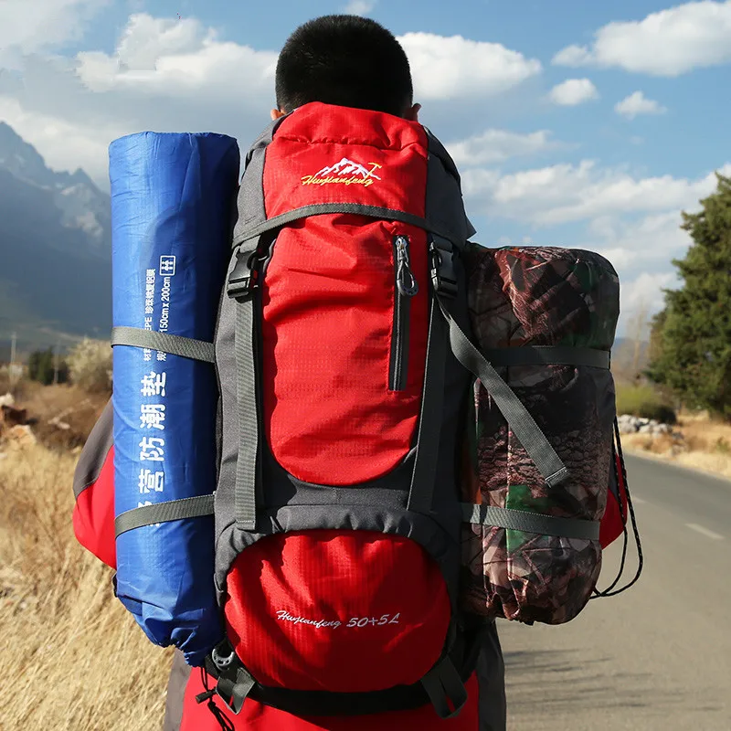 55L Outdoor Sport Climbing Backpack Water Resistant Hiking Bag Camping