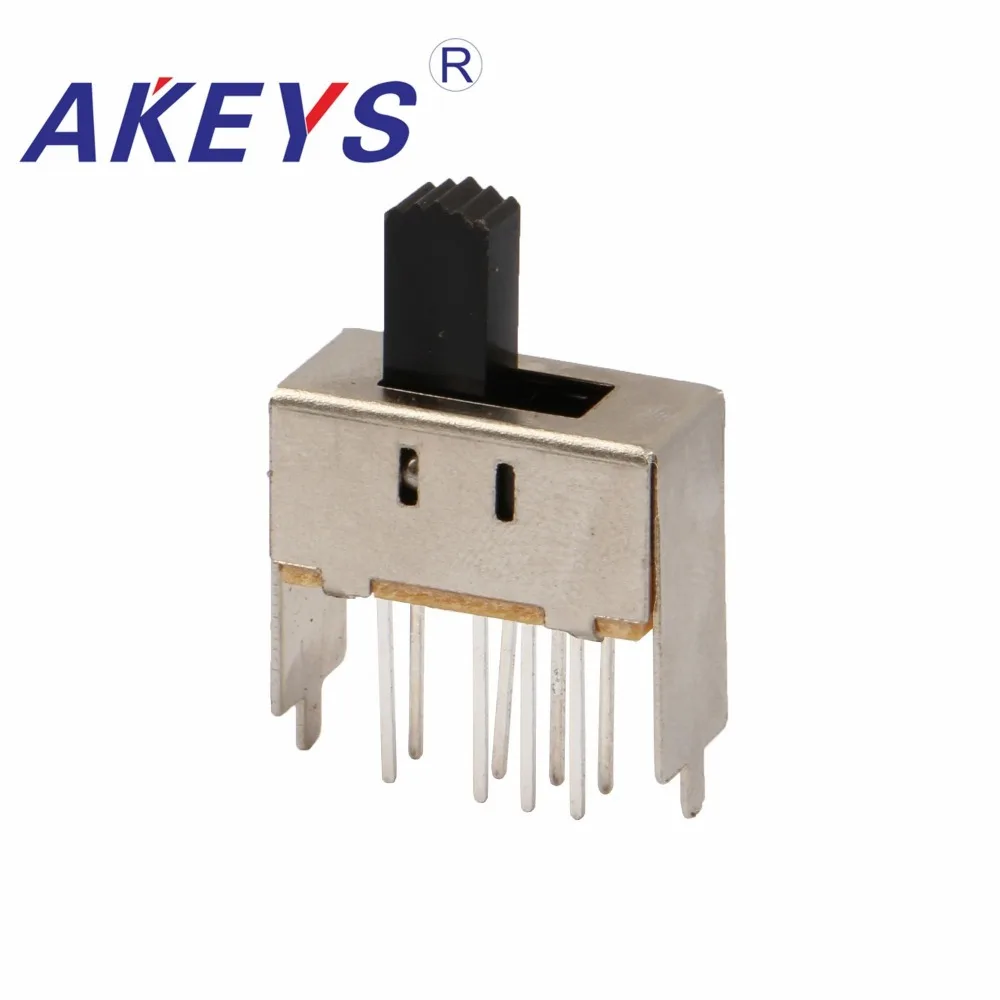 

20PCS SS-23E03 2P3T Double pole three throw 3 position slide switch 8 solder lug pin verticle type with 2 fixed pin