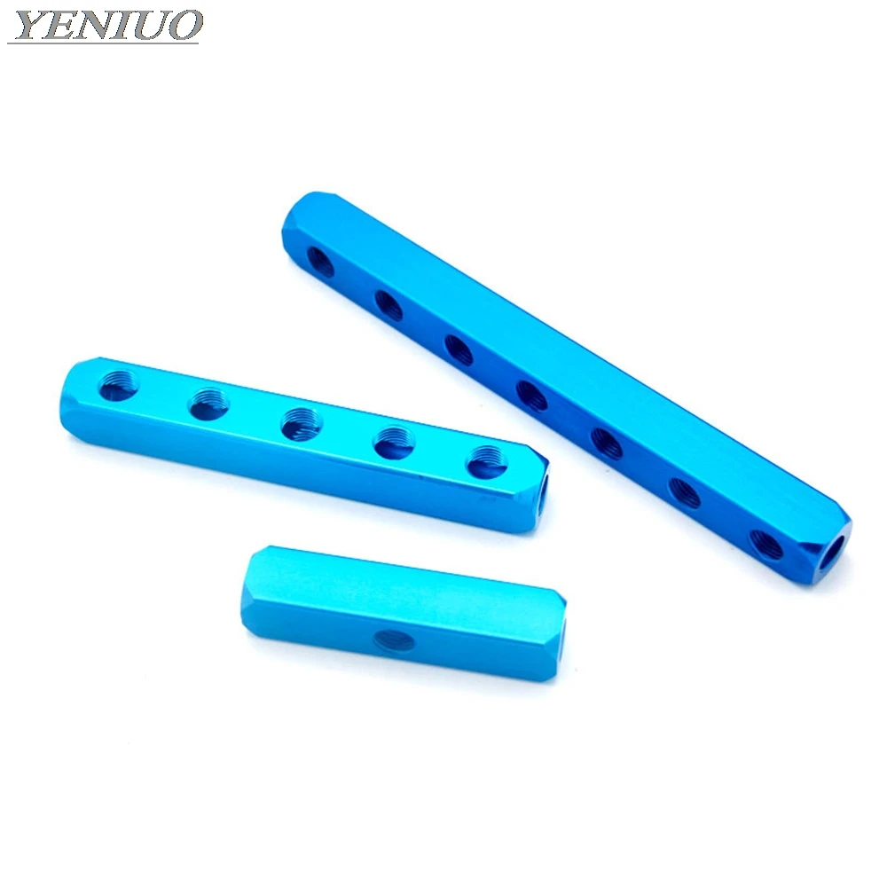 

3/8" PT Thread Port 2 3 4 5 6 Way Pneumatic Quick Connector Air Hose Aluminum Manifold Block Splitter Connector Fittings