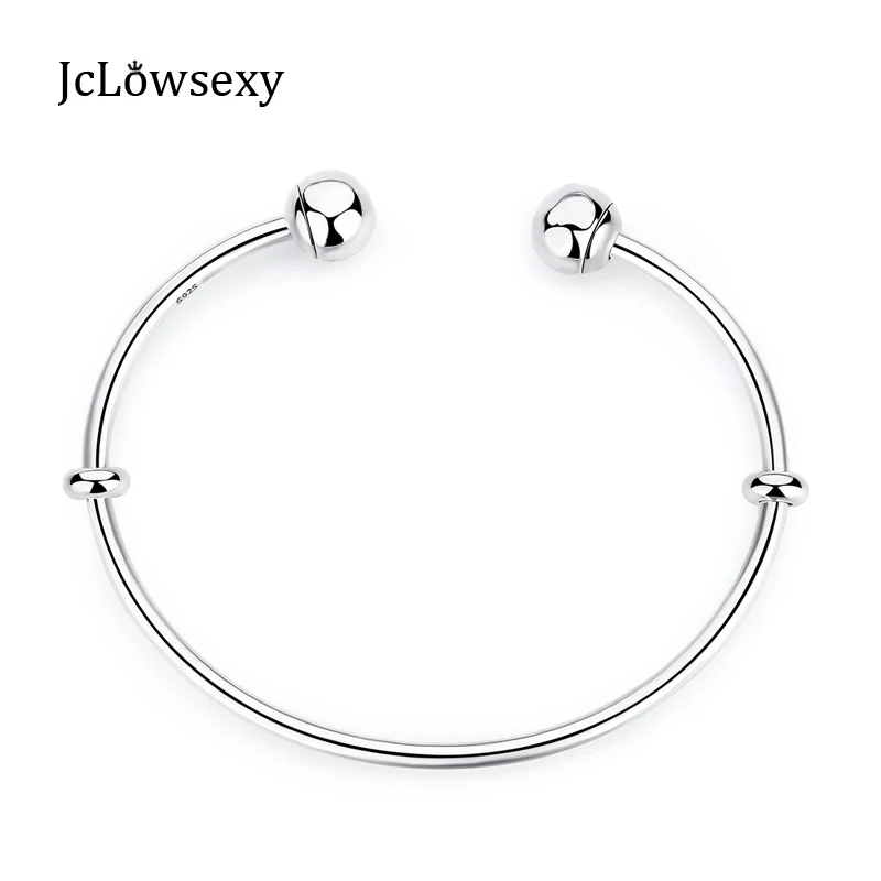 

2017 Summer Authentic 925 Sterling Silver Original Moments Open Bangle With Pan Caps Women Basic Bracelets DIY Jewelry 16-21cm