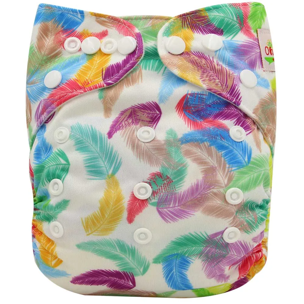 

Ohbabyka Baby Diapers Washable Pocket Cloth Diaper Cover Unisex Reusable Nappies Unicorn Animal Pattern Baby Care 0-3Years