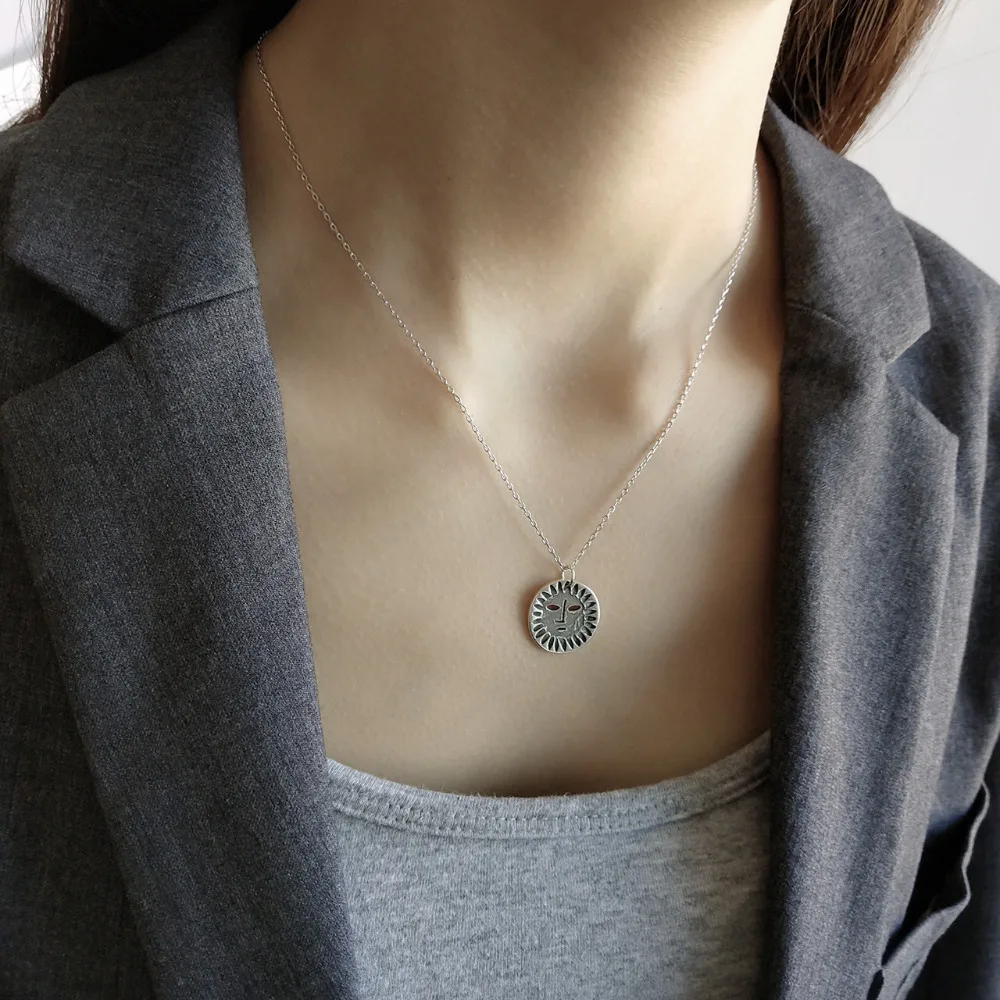 Women Solid Sterling Silver Necklaces&Pendants Girl Vintage Thai Silver Portrait Necklace Collar Jewelry Charms Accessories 2019 (1)