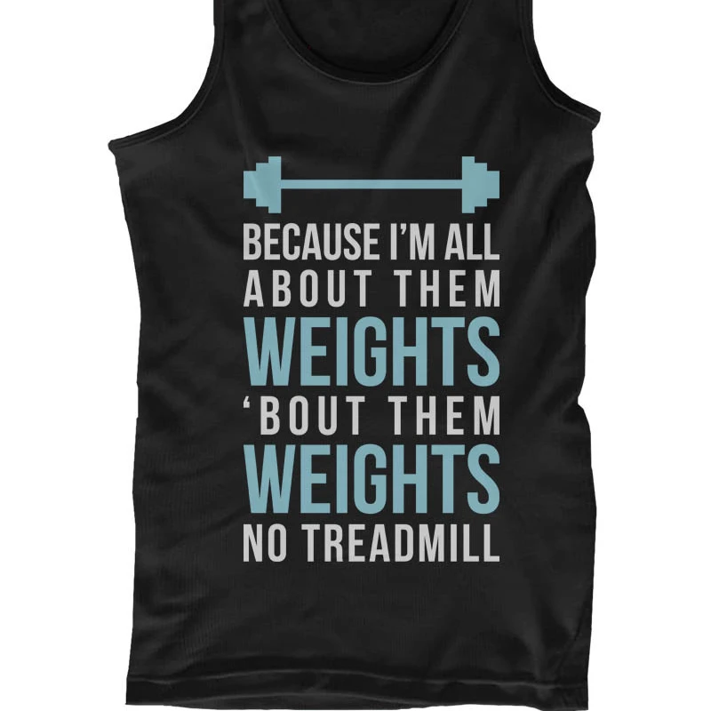 Women's Funny Graphic Statement Tank Top - All About Weights No Treadmill Blue (1)