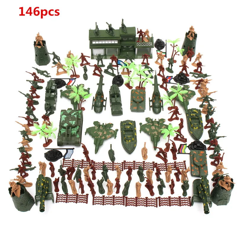 

146 pcs Military Plastic Toy Soldier Army Men Toy Soldiers Figures Children Gift Aircraft Tank Model Toy Hobbies For Boys Kids