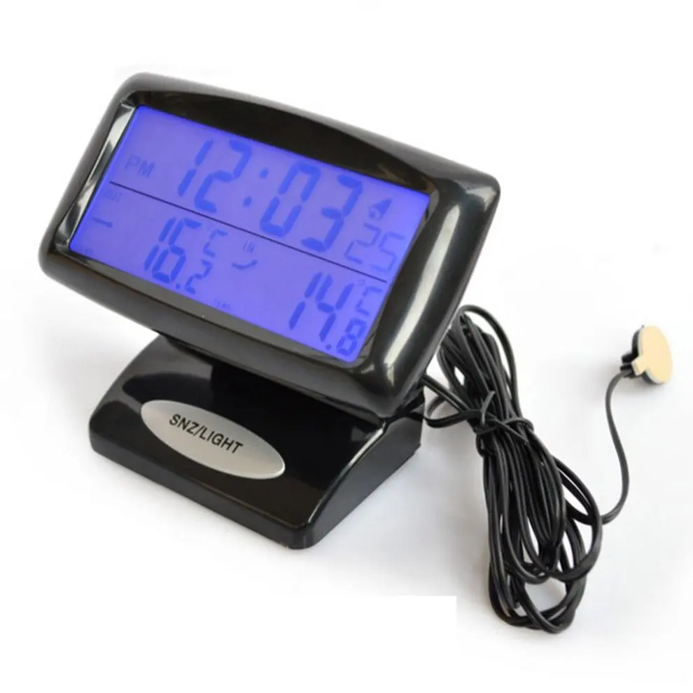Автомобильный световой светодиодный термометр с цифровыми часами для багажника автомобиля с функцией повтора сигнала тревоги