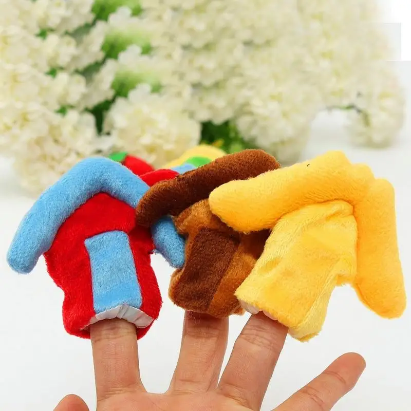 8pcs New Three Little Pigs Finger Puppets Kids Educational Hand Toy Story Toy for Boy Girl