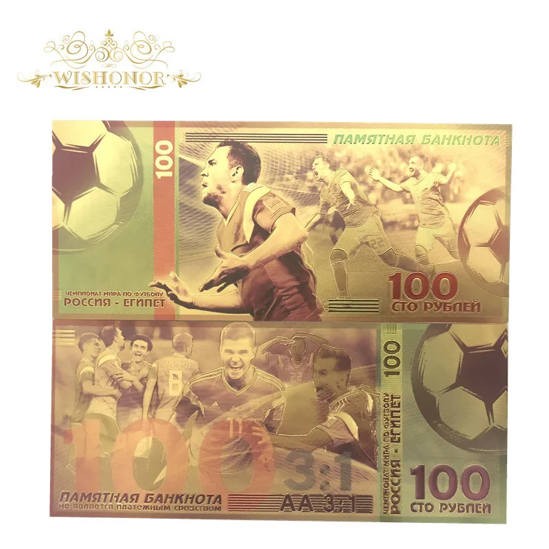 10 шт./лот, банкноты Dzyuba, Кубок мира, банкноты, золото 100 рубля, 24 K, позолоченные деньги для сбора - Цвет: Dzyuba