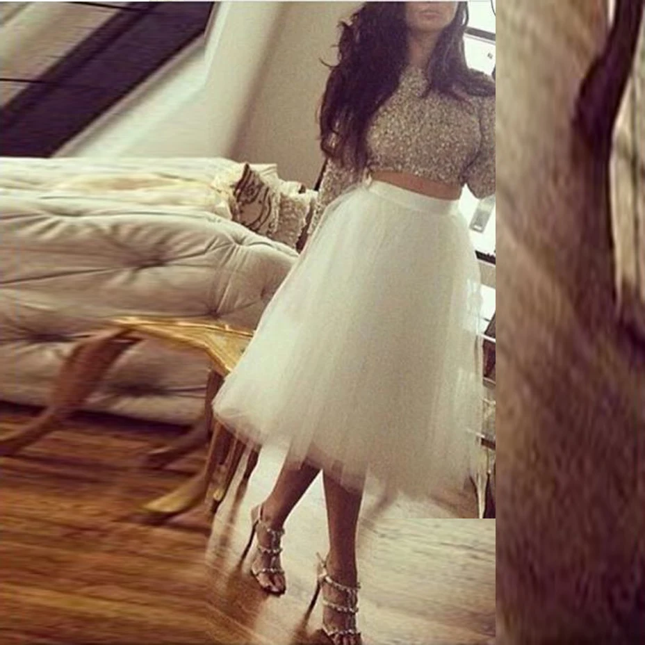 White Tulle Skirt Prom Dresses 