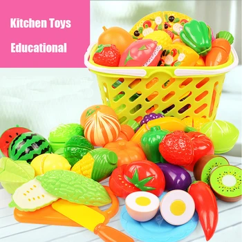 

Educational Plastic Kitchen Toys Pretend Play Food Fruits and Vegetables Cutting Toys for Children Girls Gifts