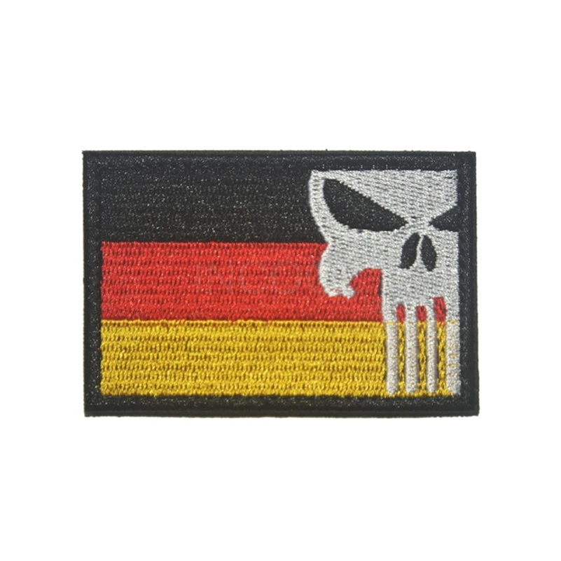 

Embroidered Patch Germany Flag Skull Soldier Morale Patch Tactical Emblem Badges Embroidery Patches For Jackets Backpack Jean