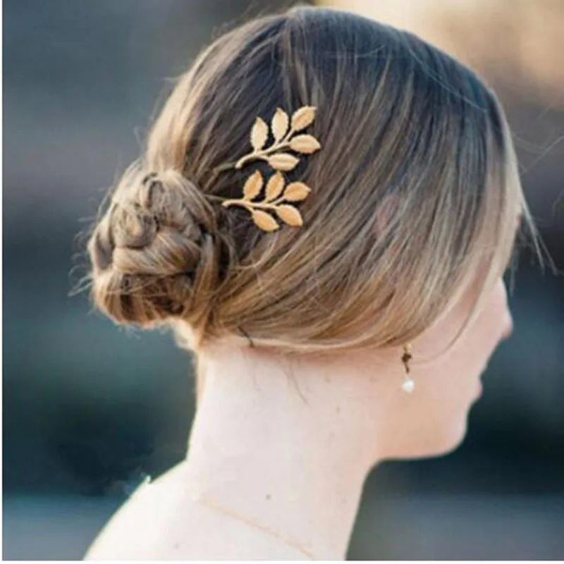 

Hot New Fashion Wedding Hair Accessories Olive Branches Leaves Beautiful Bride Hairpin Side Folder Jewelry Headbands For Women