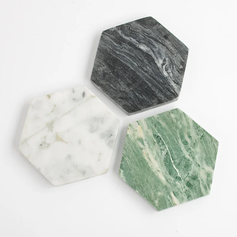 

3pcs of Nordic natural marble coasters jewelry storage tray coffee coasters Decoration coaster hexagonal pad placemat