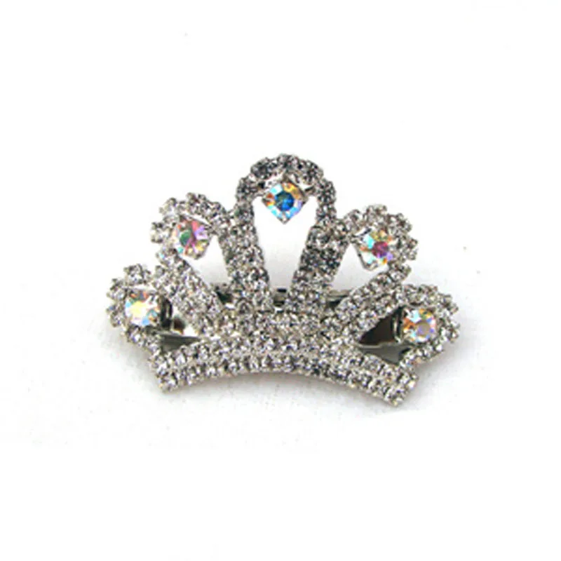 Clear AB rhinestone dog crown pets barrette girls hair clip ornament jewlery  accessories 6Pcsx Fast Free Standard Ship